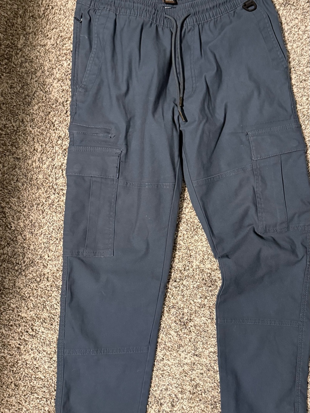 Men's Dark Blue Cargo Pants with Drawstring Waist